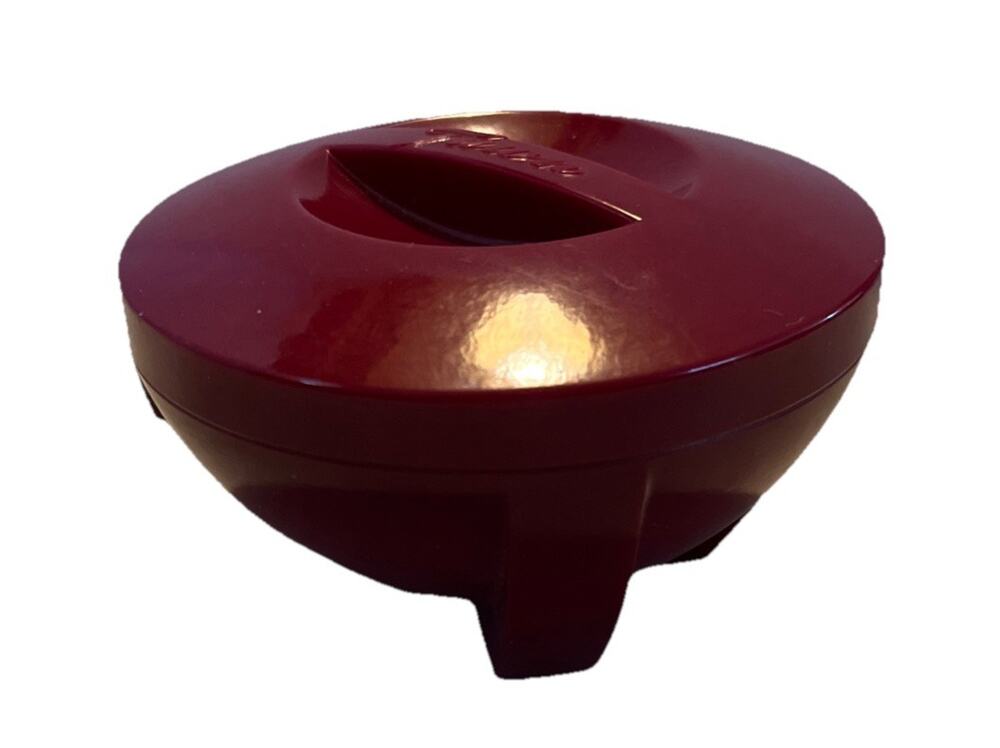 Mid Century Tawn Talc Powder Box • Burgundy Rocket Design Container • MCM Vanity